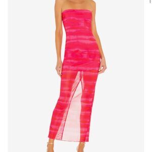 h:ours Pink Strapless Maxi Dress